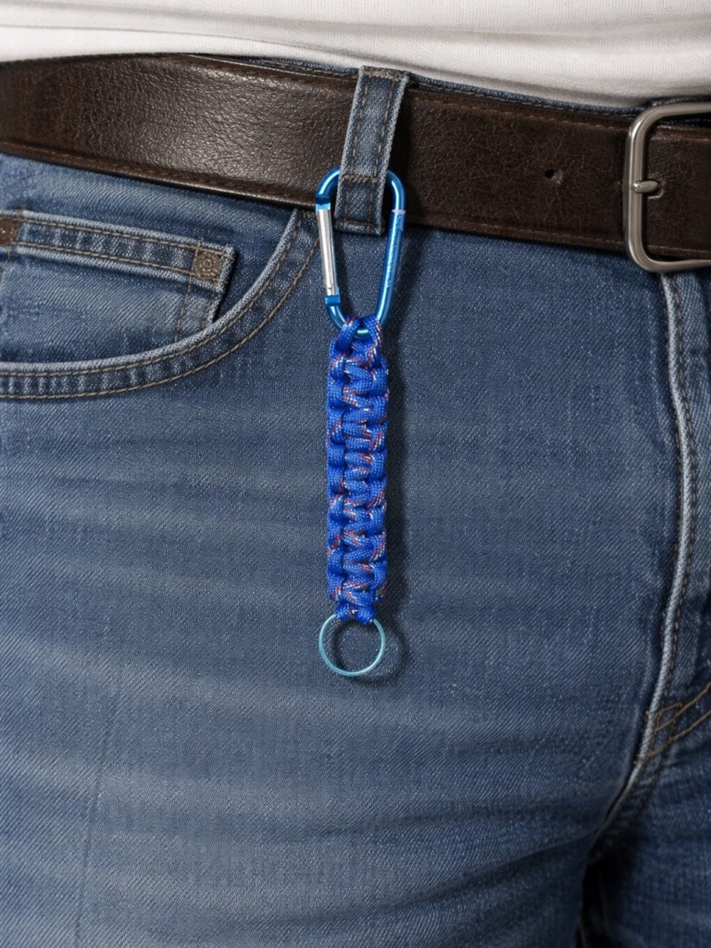 Blue Paracord Keychain with Blue Carabiner and Blue Key Ring | 7 inches